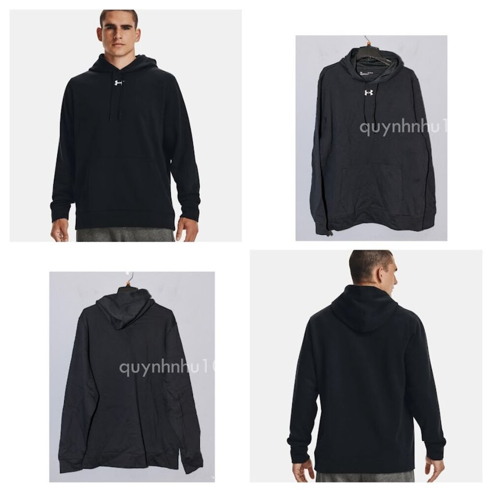 Men's UA Hustle Fleece Hoodie in black - Picture 1 of 7